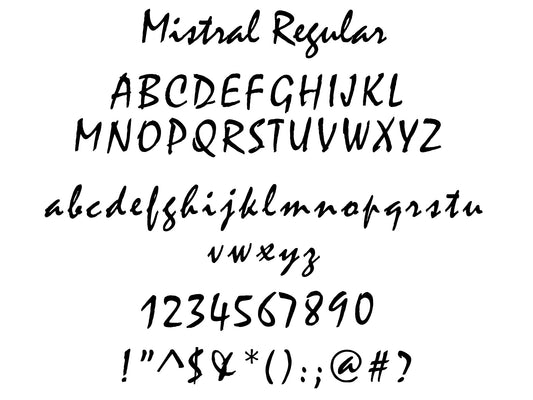 Custom Signature Guitar Decal in Mistral Font